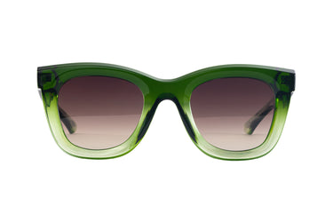 Translucent Sunglasses Courtyard Green & Lime Cream Gradient Front view, Brown gradient lenses