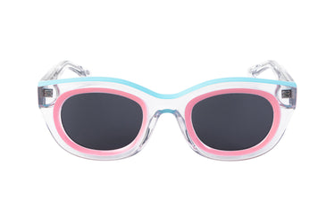 Translucent Sunglasses Crystal, Orchid Pink & Tropical Breeze Blue Front view, Grey lenses