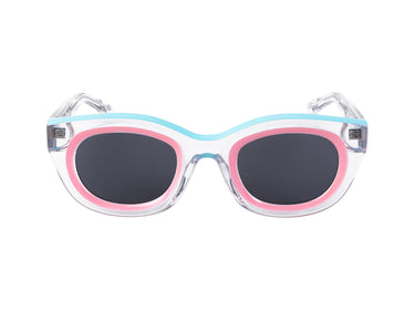 Translucent Sunglasses Crystal, Orchid Pink & Tropical Breeze Blue Front view, Grey lenses