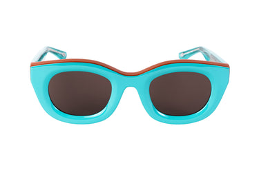 Sunglasses Pool Green & Valiant Poppy Red Front view, Grey lenses