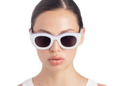 Sunglasses Ice Melt Lilac & Easter Egg Model view, Grey lenses