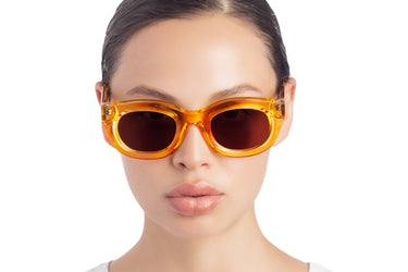 Translucent Sunglasses Beach Ball Yellow Model view, Brown lenses