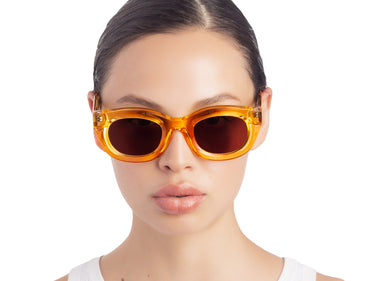 Translucent Sunglasses Beach Ball Yellow Model view, Brown lenses