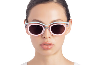 Translucent Sunglasses Crystal, Orchid Pink & Tropical Breeze Blue Model view, Grey lenses