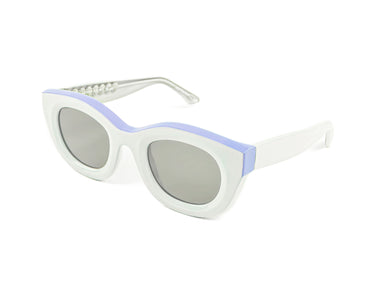 Sunglasses Ice Melt Lilac & Easter Egg Three-quarter view, Grey lenses, Seashell wire-core