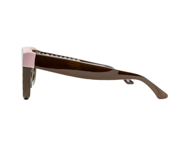 Sunglasses Chocolate Martini Brown & Veiled Pink Side view, Silver Seashell wire-core