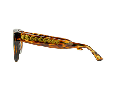 Semi-Translucent Sunglasses Havana Tortoise Side view, Seashell wire-core