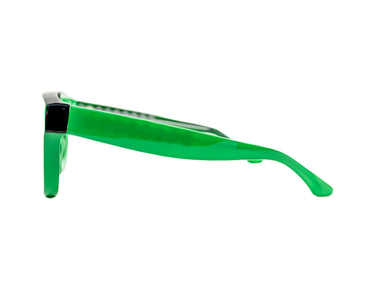 Sunglasses Fern Green & Black Onyx Side view, Silver Seashell wire-core