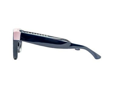 Sunglasses Poseidon Blue & Orchid Pink Side view, Grey lenses, Silver Seashell wire-core