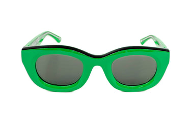 Sunglasses Fern Green & Black Onyx Front view, Grey lenses