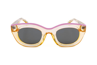 Translucent Sunglasses Ecru & Mauve Mist Pink Front view, Grey lenses