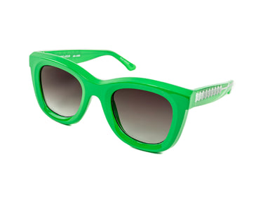 Sunglasses Fern Green Three-quarter view, Brown gradient lenses, Silver Seashell wire-core