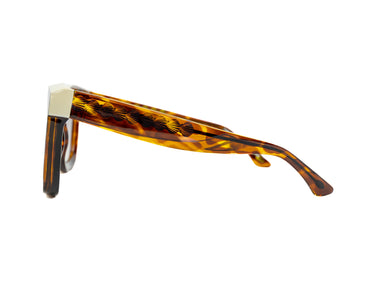 Semi-Translucent Sunglasses Havana Tortoise & Ecru Side view, Seashell wire-core